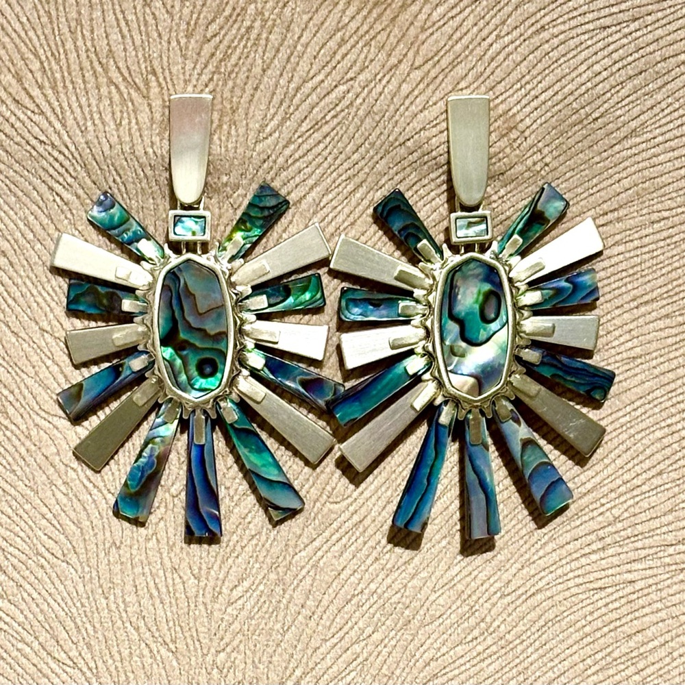 Kendra Scott ~ Silver and Blue Abalone Shell Earrings